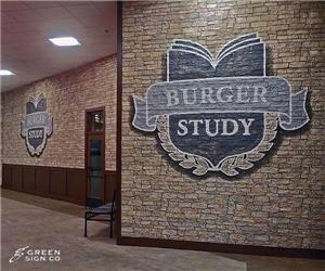 Burger Study: Custom Handpainted Mural Wall ID