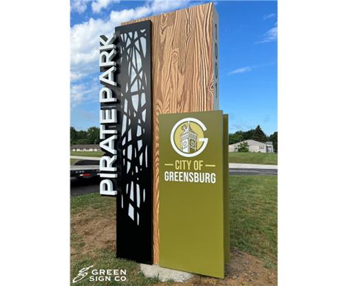 City of Greensburg-Pirate Park: Custom Internally Illuminated Main ID Park Sign