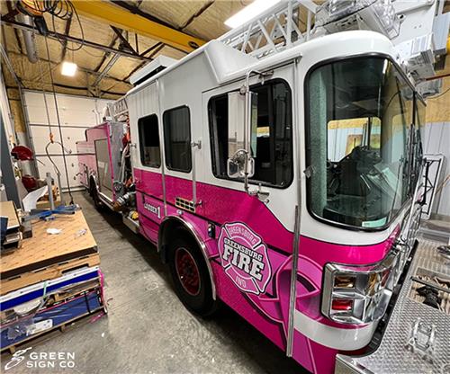 Greensburg (IN) Fire Dept.: Custom Temporary Breast Cancer Awareness Wrap 2022
