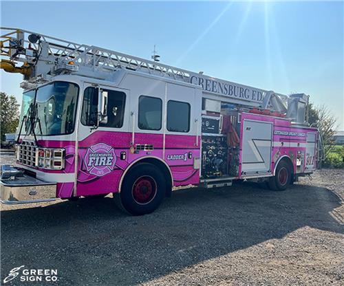 Greensburg (IN) Fire Dept.: Custom Temporary Breast Cancer Awareness Wrap 2022