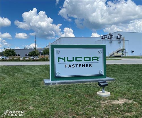 Nucor Fasteners: Custom Single Sided Architectural Monument Sign For Factories