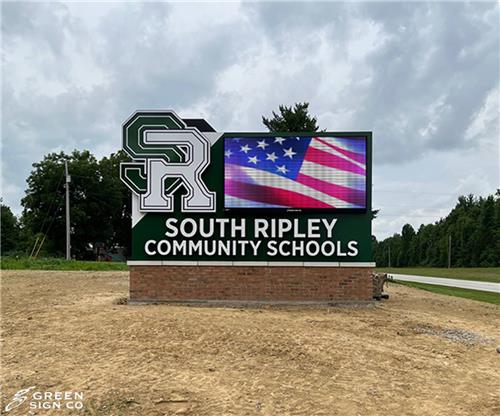 South Ripley Community Schools: Custom Main ID School Sign with an Electronic Message Center