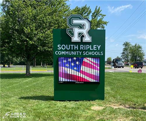South Ripley Elementary School: Custom Main ID Sign with Electronic Message Center